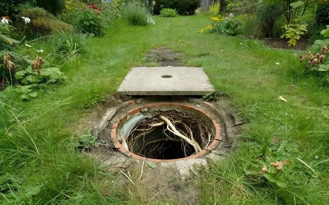 Tree roots inside an earthenware drain